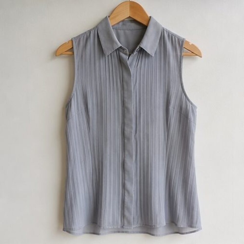 Gray Tie Neck Blouse